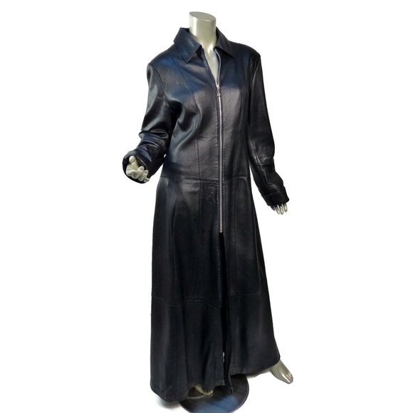 AQTH Leather Maxi Corset Coat L- XL (RUNS SMALL) Black Some Damage Please Read - Picture 6 of 12